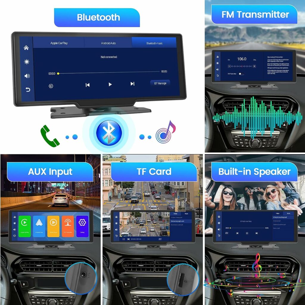 2023 Newest 10.3 inch Full Touch Screen Wireless CarPlay Portable Car Stereo with Wireless Android Auto, Voice Control, Backup Camera, 32G SD Card, AUX Cable 2023 Newest 10.3 inch Full Touch Screen Wireless CarPlay Portable Car Stereo with Wireless Android Auto, Voice Control, Backup Camera, 32G SD Card, AUX Cable