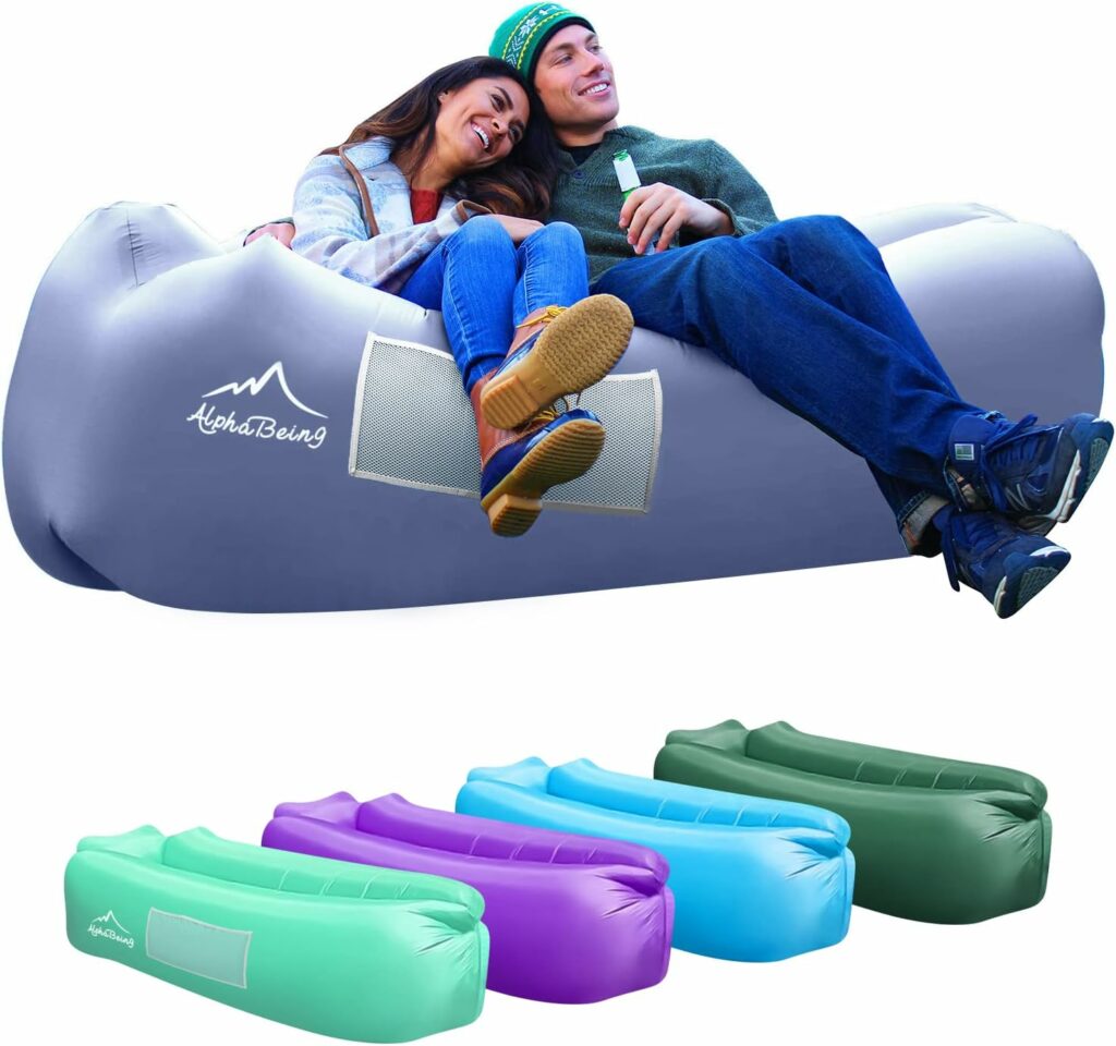 AlphaBeing Inflatable Lounger - Best Air Lounger Sofa for Camping, Hiking - Ideal Inflatable Couch for Pool and Festivals - Perfect Inflatable Beach Chair for Adults AlphaBeing Inflatable Lounger - Best Air Lounger Sofa for Camping, Hiking - Ideal Inflatable Couch for Pool and Festivals - Perfect Inflatable Beach Chair for Adults