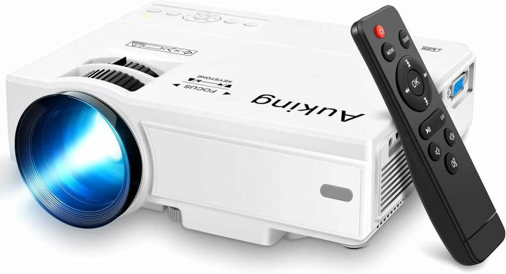 AuKing Projector, 2023 Upgraded Mini Projector, Full HD 1080P Home Theater Video Projector, Compatible with HDMI/USB/VGA/AV/Smartphone/TV Box/Laptop AuKing Projector, 2023 Upgraded Mini Projector, Full HD 1080P Home Theater Video Projector, Compatible with HDMI/USB/VGA/AV/Smartphone/TV Box/Laptop