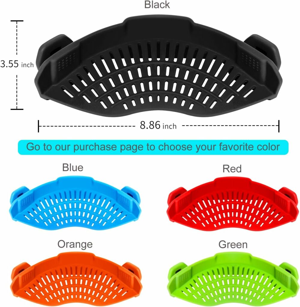 AUOON Clip On Strainer Silicone for All Pots and Pans, Pasta Strainer Clip on Food Strainer for Meat Vegetables Fruit Silicone Kitchen Colander AUOON Clip On Strainer Silicone for All Pots and Pans, Pasta Strainer Clip on Food Strainer for Meat Vegetables Fruit Silicone Kitchen Colander