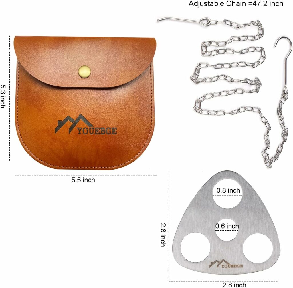 Camping Tripod Board, YOUEBGE Outdoor Cooking Tripod, Turn Branches into Campfire Tripod, Portable Camping Gadget with Adjustable Chain for Picnic Hanging Pot Cookware Accessory with Storage Bag Camping Tripod Board, YOUEBGE Outdoor Cooking Tripod, Turn Branches into Campfire Tripod, Portable Camping Gadget with Adjustable Chain for Picnic Hanging Pot Cookware Accessory with Storage Bag