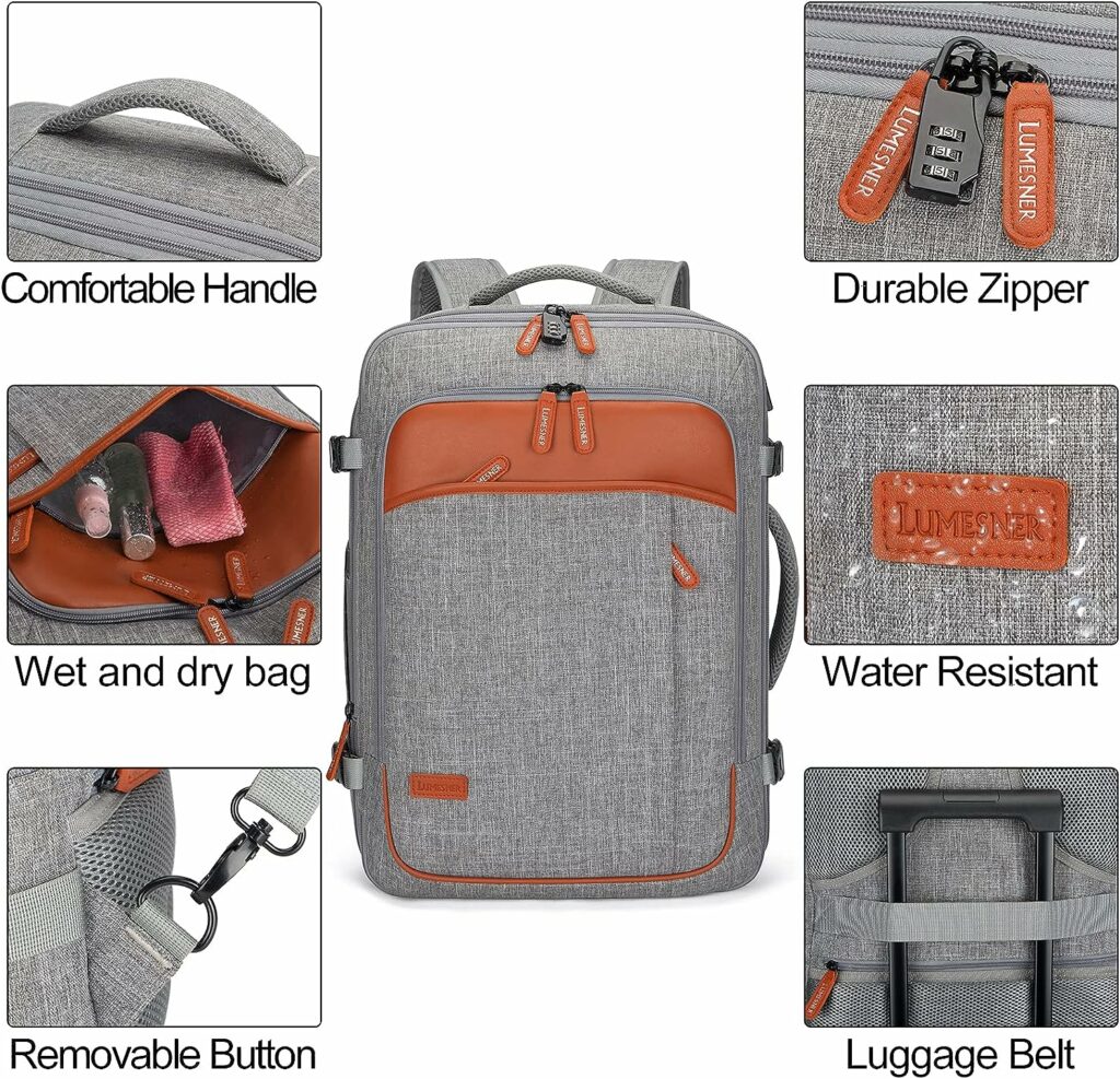 Carry on Backpack, Extra Large 40L Flight Approved Travel Backpack for Men  Women,Expandable Large Suitcase Backpacks With 4 Packing Cubes,Water Resistant Luggage Daypack Business Weekender Bag,Grey Carry on Backpack, Extra Large 40L Flight Approved Travel Backpack for Men  Women,Expandable Large Suitcase Backpacks With 4 Packing Cubes,Water Resistant Luggage Daypack Business Weekender Bag,Grey