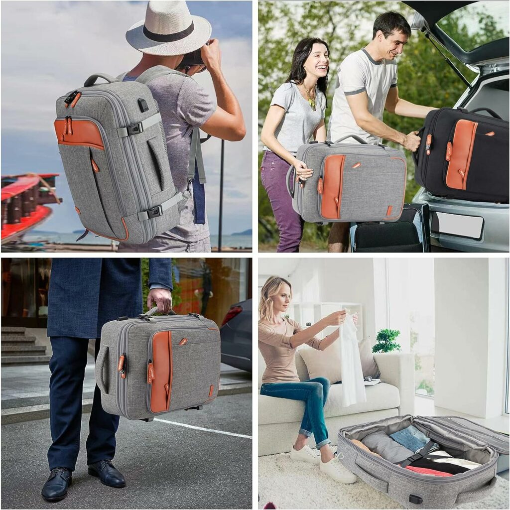 Carry on Backpack, Extra Large 40L Flight Approved Travel Backpack for Men  Women,Expandable Large Suitcase Backpacks With 4 Packing Cubes,Water Resistant Luggage Daypack Business Weekender Bag,Grey Carry on Backpack, Extra Large 40L Flight Approved Travel Backpack for Men  Women,Expandable Large Suitcase Backpacks With 4 Packing Cubes,Water Resistant Luggage Daypack Business Weekender Bag,Grey