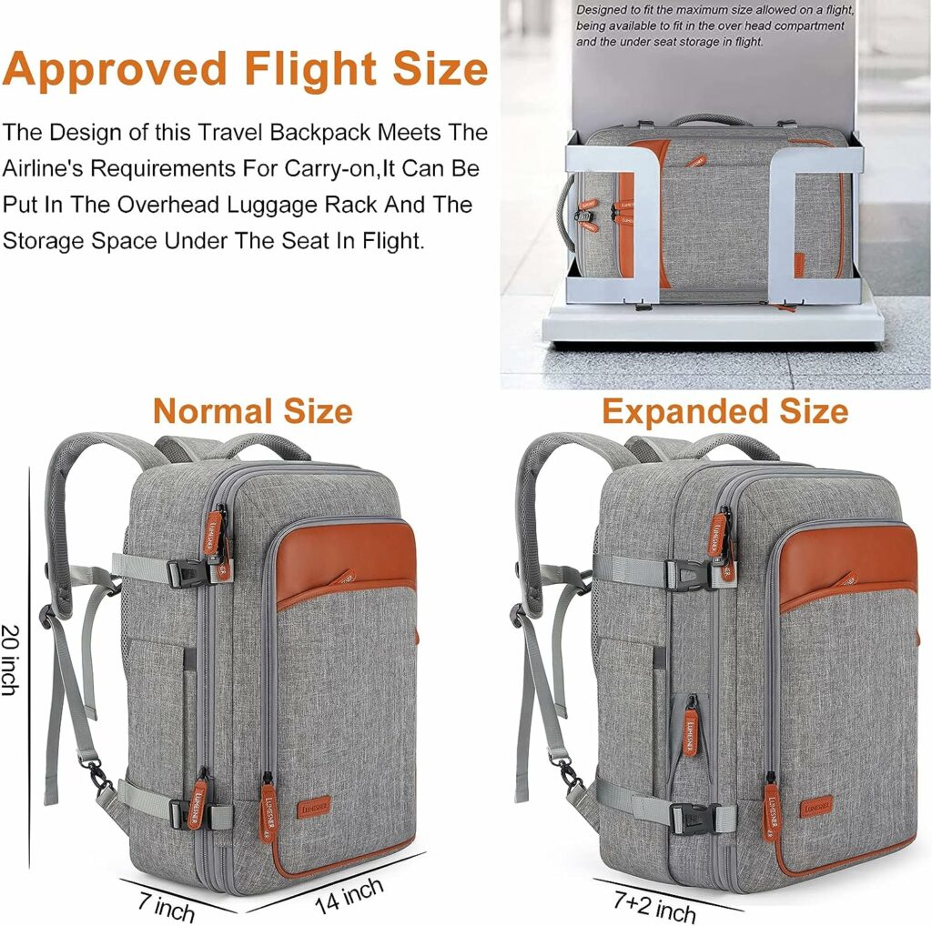 Carry on Backpack, Extra Large 40L Flight Approved Travel Backpack for Men  Women,Expandable Large Suitcase Backpacks With 4 Packing Cubes,Water Resistant Luggage Daypack Business Weekender Bag,Grey Carry on Backpack, Extra Large 40L Flight Approved Travel Backpack for Men  Women,Expandable Large Suitcase Backpacks With 4 Packing Cubes,Water Resistant Luggage Daypack Business Weekender Bag,Grey