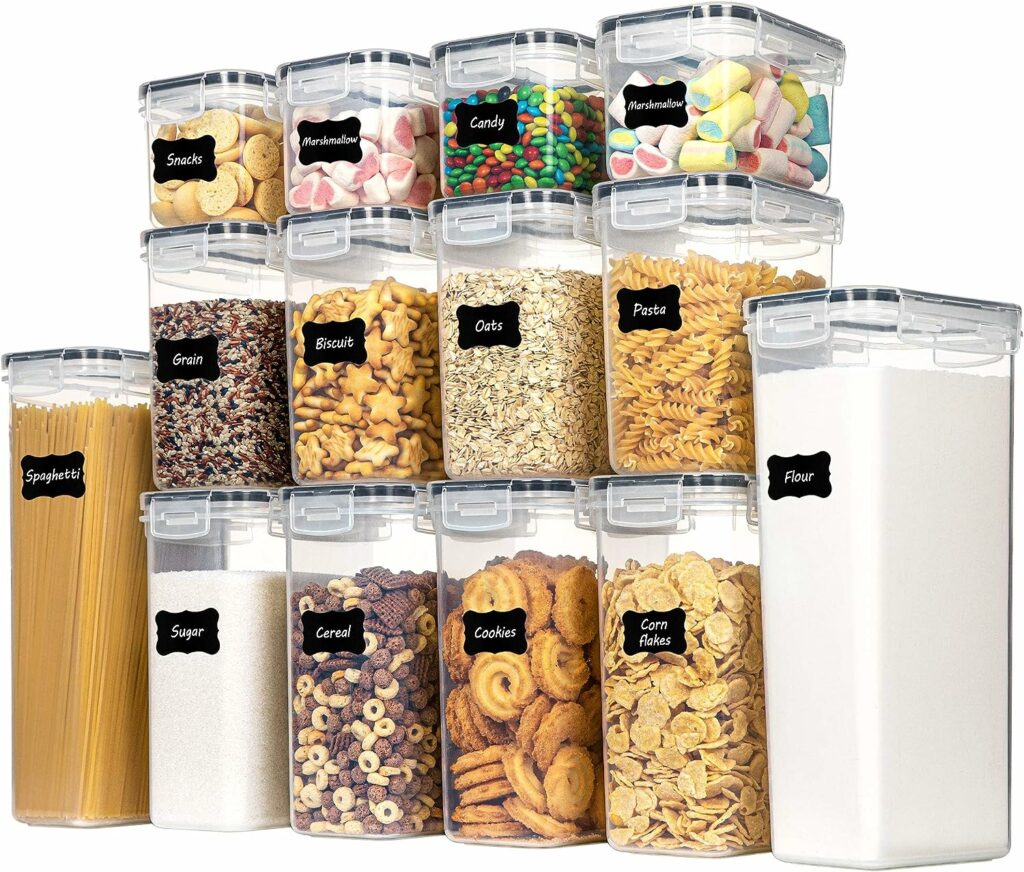 CHEFSTORY Airtight Food Storage Containers Set, 14 PCS Kitchen Storage Containers with Lids for Flour, Sugar and Cereal, Plastic Dry Food Canisters for Pantry Organization and Storage CHEFSTORY Airtight Food Storage Containers Set, 14 PCS Kitchen Storage Containers with Lids for Flour, Sugar and Cereal, Plastic Dry Food Canisters for Pantry Organization and Storage