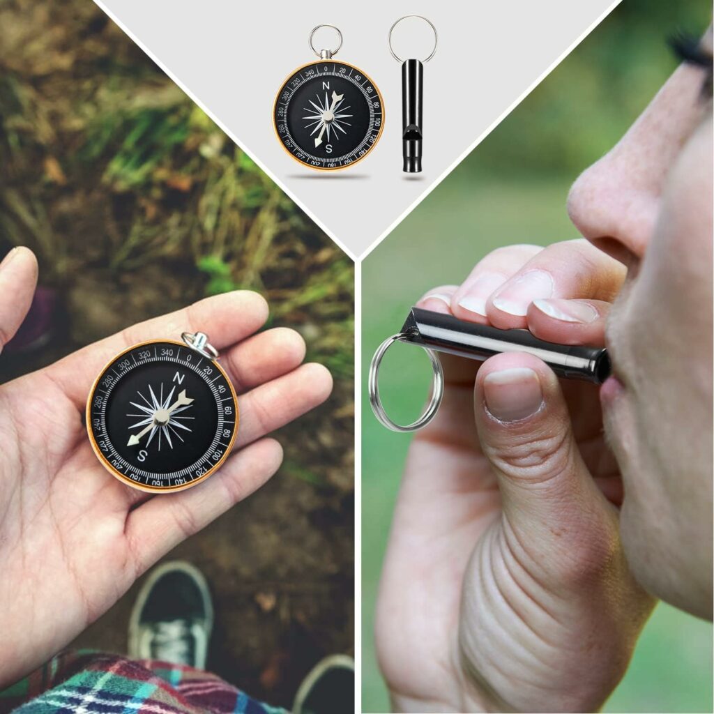 Esky Emergency Sleeping Bag, 2 Pack Portable Survival Thermal Bivy Sack, Waterproof Lightweight Survival Shelter Blanket Bags with Compass and Whistle for Camping Hiking Outdoor Adventure Esky Emergency Sleeping Bag, 2 Pack Portable Survival Thermal Bivy Sack, Waterproof Lightweight Survival Shelter Blanket Bags with Compass and Whistle for Camping Hiking Outdoor Adventure