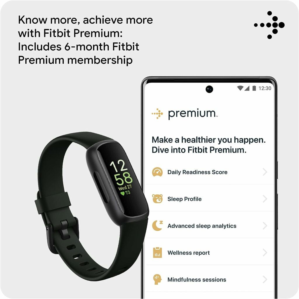 Fitbit Inspire 3 Health  Fitness Tracker with Stress Management, Workout Intensity, Sleep Tracking, 24/7 Heart Rate and more, Midnight Zen/Black One Size (S  L Bands Included)