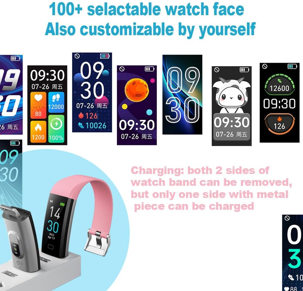 Fitness Tracker with Blood Pressure Heart Rate Blood Oxygen Monitor, Activity Tracker Sleep  Temperature Monitor, Smart Watch IP68 Waterproof Pedometer Step Counter for Kids Man Women