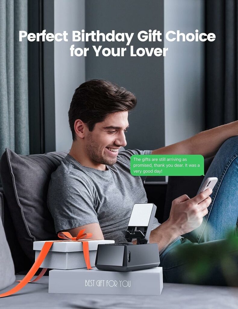 Gifts for Him, Her, Cell Phone Stand Bluetooth Speaker, Cool Tech Kitchen Gadgets, Adjustable Phone Holder with LCD Digital Alarm Clock, HD Surround Sound, Birthday for Men Women Dad Who Want Nothing Gifts for Him, Her, Cell Phone Stand Bluetooth Speaker, Cool Tech Kitchen Gadgets, Adjustable Phone Holder with LCD Digital Alarm Clock, HD Surround Sound, Birthday for Men Women Dad Who Want Nothing