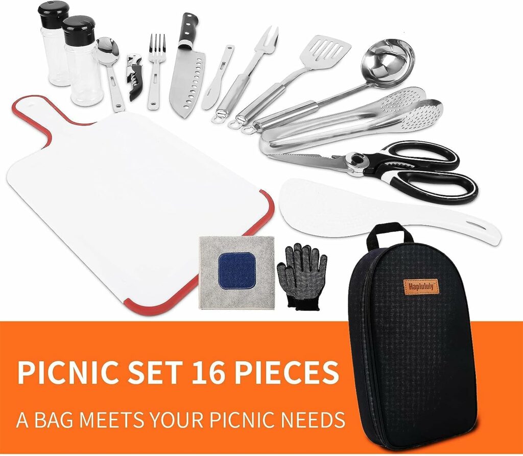 Haplululy Camping Essentials Camping Accessories Gear Must Haves Camper Tent Camping Kitchen Rv Cooking Set Camping Cooking Utensils Set Supplies Gadgets Outdoor Stove Portable Picnic Gifts BBQ Stuff