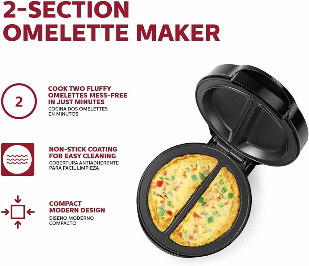 Holstein Housewares - Non-Stick Omelet  Frittata Maker, Black/Stainless Steel - Makes 2 Individual Portions Quick  Easy Holstein Housewares - Non-Stick Omelet  Frittata Maker, Black/Stainless Steel - Makes 2 Individual Portions Quick  Easy