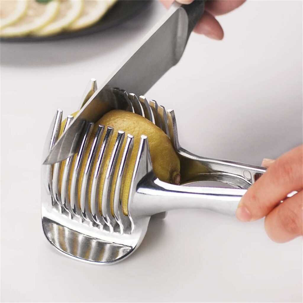 InfantLY Bright Kitchen Gadgets Handy Stainless Steel Onion Holder Potato Tomato Slicer Vegetable Fruit Cutter Safety Cooking Tools Accessories InfantLY Bright Kitchen Gadgets Handy Stainless Steel Onion Holder Potato Tomato Slicer Vegetable Fruit Cutter Safety Cooking Tools Accessories