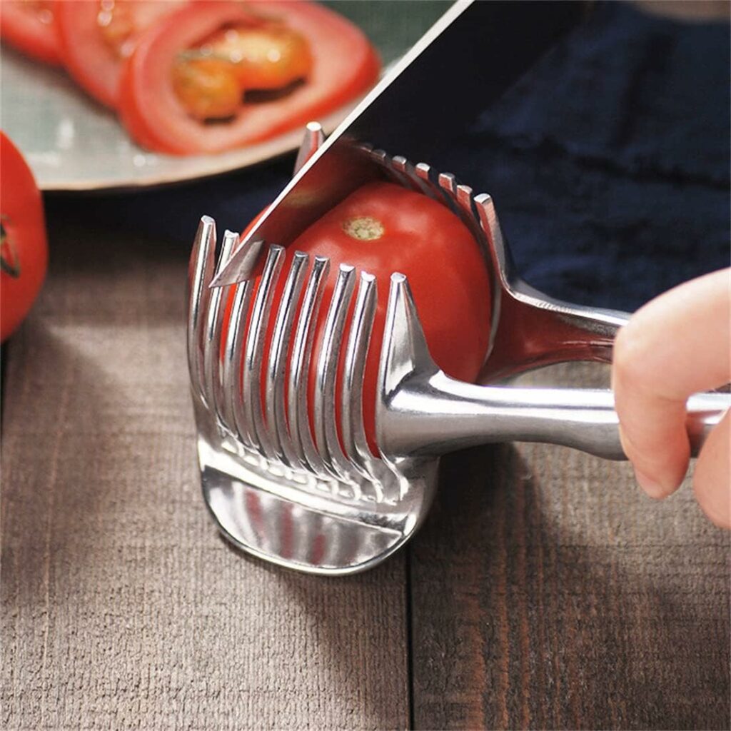 InfantLY Bright Kitchen Gadgets Handy Stainless Steel Onion Holder Potato Tomato Slicer Vegetable Fruit Cutter Safety Cooking Tools Accessories InfantLY Bright Kitchen Gadgets Handy Stainless Steel Onion Holder Potato Tomato Slicer Vegetable Fruit Cutter Safety Cooking Tools Accessories