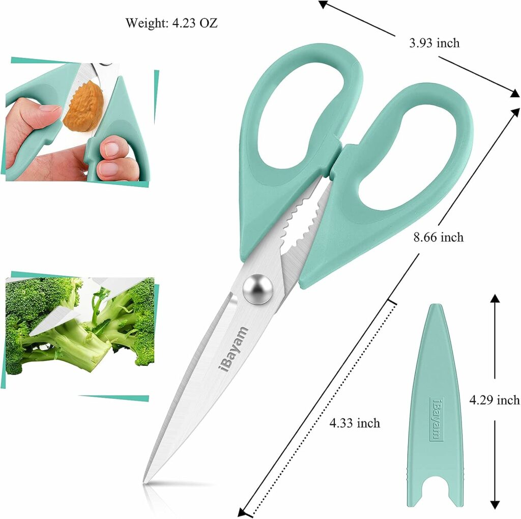 Kitchen Poultry Shears, iBayam Meat Scissors Heavy Duty Dishwasher Safe Food Cooking Shears All Purpose Stainless Steel Utility Scissors, 2-Pack, Black, Aqua Sky Kitchen Poultry Shears, iBayam Meat Scissors Heavy Duty Dishwasher Safe Food Cooking Shears All Purpose Stainless Steel Utility Scissors, 2-Pack, Black, Aqua Sky