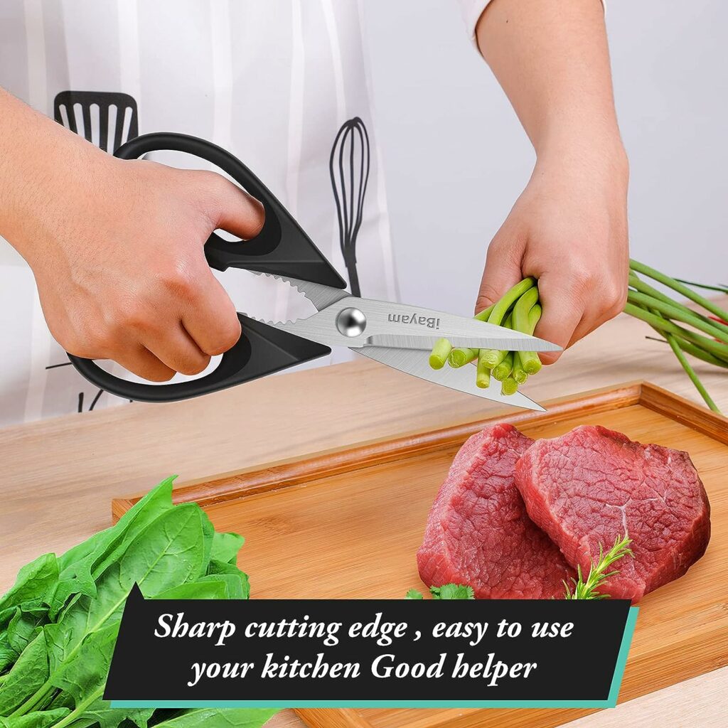 Kitchen Poultry Shears, iBayam Meat Scissors Heavy Duty Dishwasher Safe Food Cooking Shears All Purpose Stainless Steel Utility Scissors, 2-Pack, Black, Aqua Sky Kitchen Poultry Shears, iBayam Meat Scissors Heavy Duty Dishwasher Safe Food Cooking Shears All Purpose Stainless Steel Utility Scissors, 2-Pack, Black, Aqua Sky