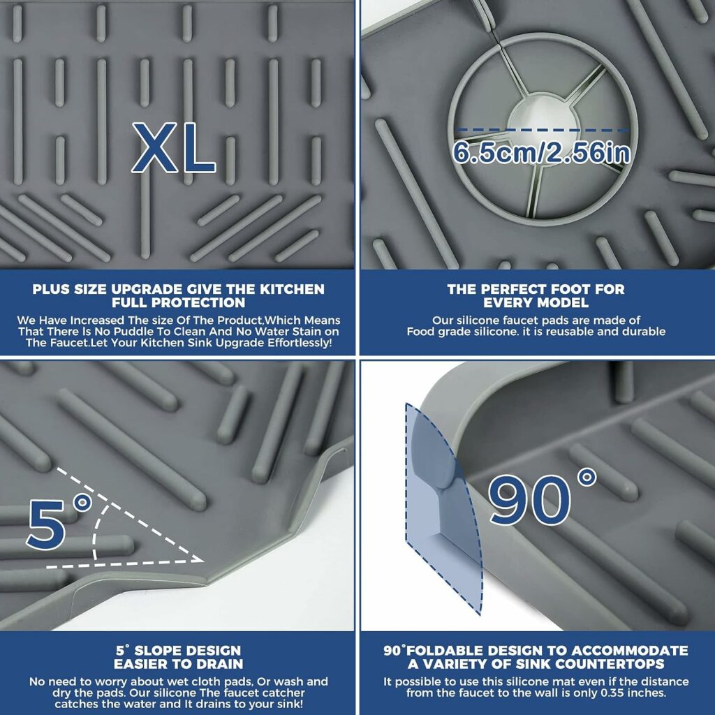 Kitchen Sink Faucet Splash Guard Silicone Sink Faucet Drying Mat Faucet Handle Drip Catcher Tray, Dish Sponge Holder Kitchen Sink Accessories Sink Protector Home Kitchen Organization Gadgets Organizer Kitchen Sink Faucet Splash Guard Silicone Sink Faucet Drying Mat Faucet Handle Drip Catcher Tray, Dish Sponge Holder Kitchen Sink Accessories Sink Protector Home Kitchen Organization Gadgets Organizer