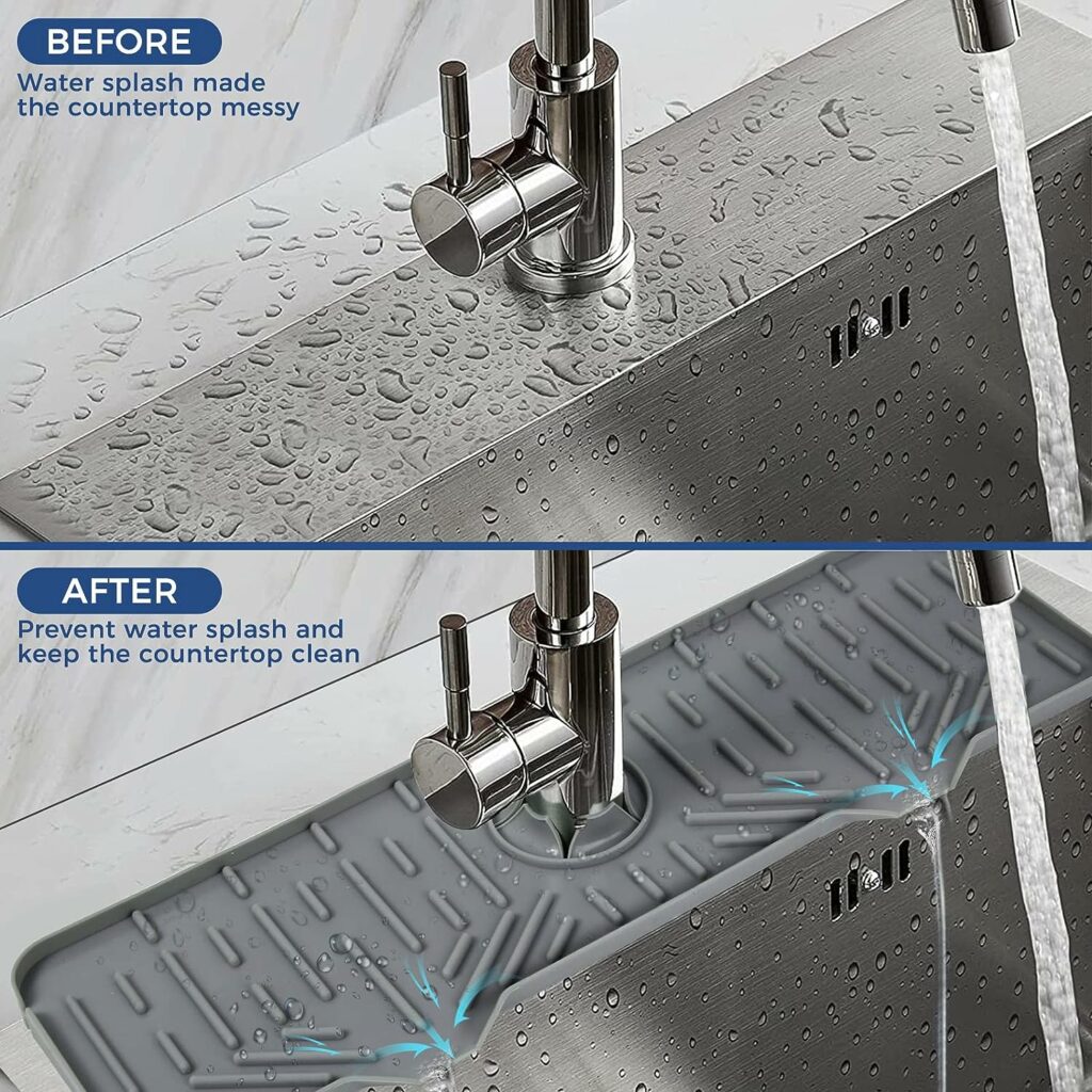 Kitchen Sink Faucet Splash Guard Silicone Sink Faucet Drying Mat Faucet Handle Drip Catcher Tray, Dish Sponge Holder Kitchen Sink Accessories Sink Protector Home Kitchen Organization Gadgets Organizer Kitchen Sink Faucet Splash Guard Silicone Sink Faucet Drying Mat Faucet Handle Drip Catcher Tray, Dish Sponge Holder Kitchen Sink Accessories Sink Protector Home Kitchen Organization Gadgets Organizer