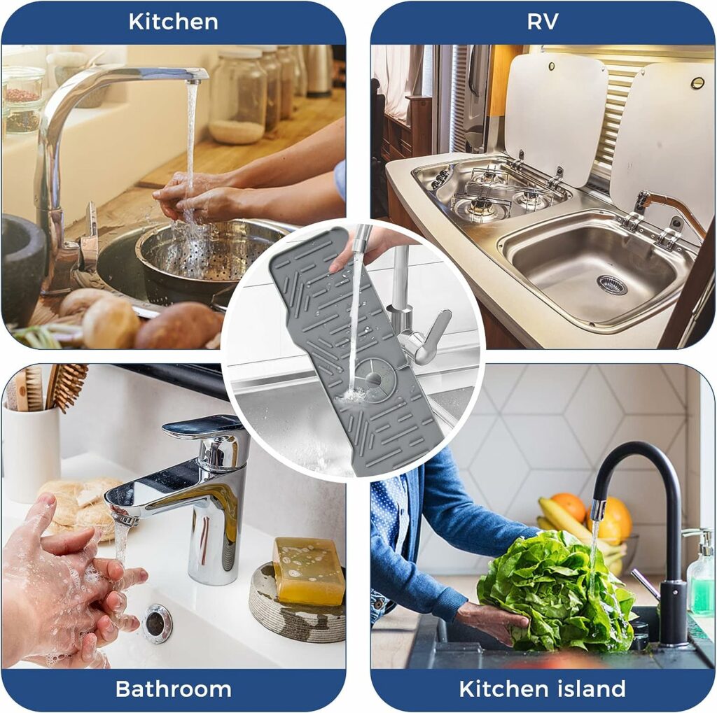 Kitchen Sink Faucet Splash Guard Silicone Sink Faucet Drying Mat Faucet Handle Drip Catcher Tray, Dish Sponge Holder Kitchen Sink Accessories Sink Protector Home Kitchen Organization Gadgets Organizer Kitchen Sink Faucet Splash Guard Silicone Sink Faucet Drying Mat Faucet Handle Drip Catcher Tray, Dish Sponge Holder Kitchen Sink Accessories Sink Protector Home Kitchen Organization Gadgets Organizer