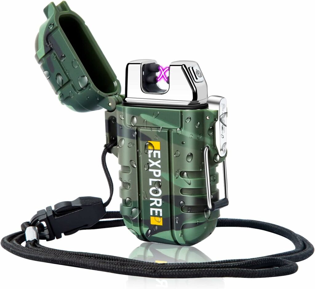 LcFun Waterproof Lighter Outdoor Windproof Lighter Dual Arc Lighter Electric Lighters USB Rechargeable-Flameless-Plasma Cool Lighters for Camping, Hiking, Adventure, Survival Tactical Gear LcFun Waterproof Lighter Outdoor Windproof Lighter Dual Arc Lighter Electric Lighters USB Rechargeable-Flameless-Plasma Cool Lighters for Camping, Hiking, Adventure, Survival Tactical Gear