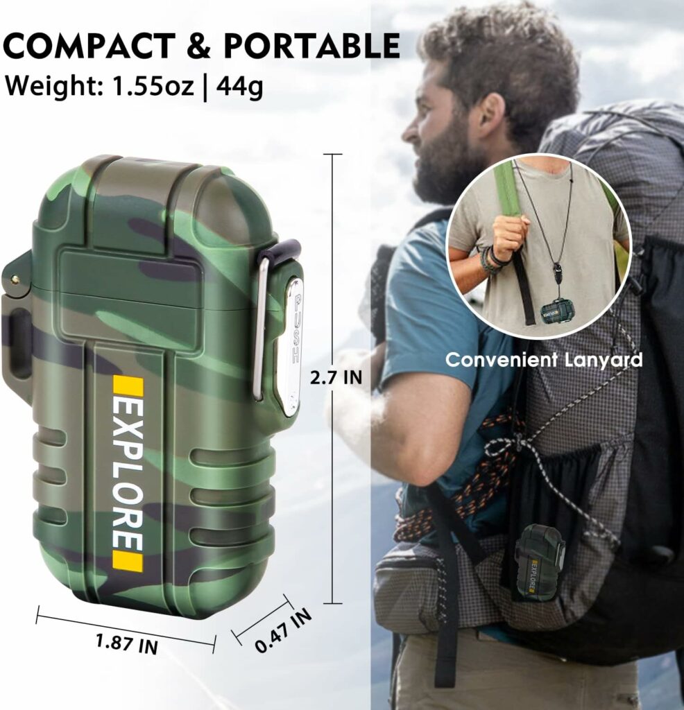 LcFun Waterproof Lighter Outdoor Windproof Lighter Dual Arc Lighter Electric Lighters USB Rechargeable-Flameless-Plasma Cool Lighters for Camping, Hiking, Adventure, Survival Tactical Gear LcFun Waterproof Lighter Outdoor Windproof Lighter Dual Arc Lighter Electric Lighters USB Rechargeable-Flameless-Plasma Cool Lighters for Camping, Hiking, Adventure, Survival Tactical Gear