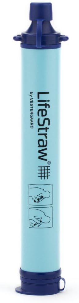 LifeStraw Personal Water Filter for Hiking, Camping, Travel, and Emergency Preparedness, 1 Pack, Blue