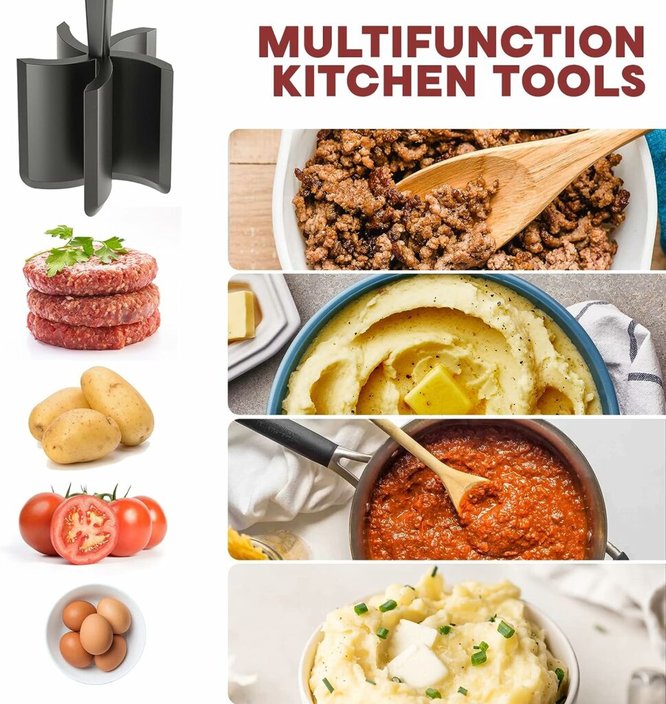 Meat Chopper, Hamburger Chopper, Premium Heat Resistant Masher and Smasher for Hamburger Meat, Ground Beef, Ground Turkey and More, Nylon Ground Beef Chopper Tool and Meat Fork, Non Stick Mix Chopper Meat Chopper, Hamburger Chopper, Premium Heat Resistant Masher and Smasher for Hamburger Meat, Ground Beef, Ground Turkey and More, Nylon Ground Beef Chopper Tool and Meat Fork, Non Stick Mix Chopper