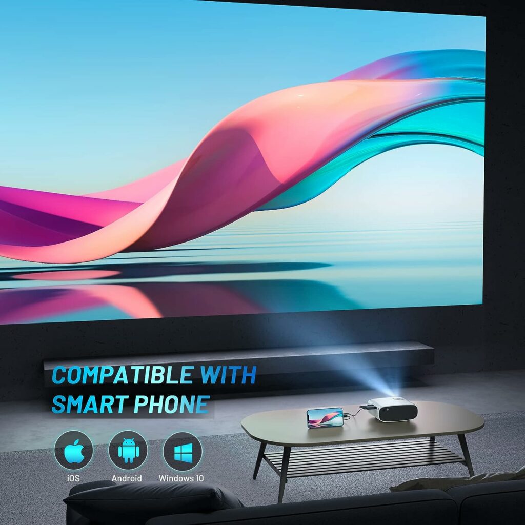 Mini Projector for iPhone, ELEPHAS 2023 Upgraded 1080P HD Projector, 8000L Portable Projector with Tripod and Carry Bag, Movie Projector Compatible with Android/iOS/Windows/TV Stick/HDMI/USB Mini Projector for iPhone, ELEPHAS 2023 Upgraded 1080P HD Projector, 8000L Portable Projector with Tripod and Carry Bag, Movie Projector Compatible with Android/iOS/Windows/TV Stick/HDMI/USB
