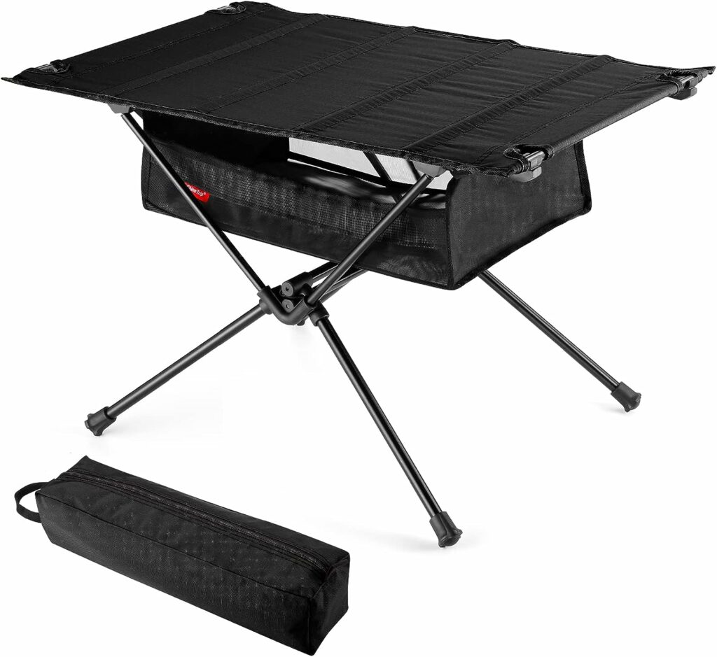 Odoland Outdoor Folding Table with Mesh Storage Portable Camping Gear with Carry Bag for Overland Kitchen Camping Gadgets Picnic Hiking Backpacking Black Odoland Outdoor Folding Table with Mesh Storage Portable Camping Gear with Carry Bag for Overland Kitchen Camping Gadgets Picnic Hiking Backpacking Black
