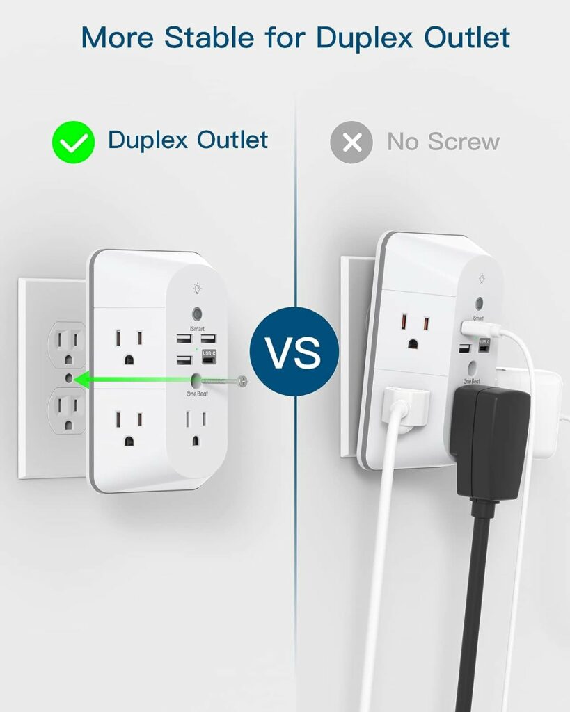 Outlet Extender with Night Light, Surge Protector, Power Strip, 5 Outlet Splitter (3 Side) and 4 USB Charger(1 USB C), USB Wall Charger, Multi Plug Outlets for Home, Office, Dorm Room Essentials Outlet Extender with Night Light, Surge Protector, Power Strip, 5 Outlet Splitter (3 Side) and 4 USB Charger(1 USB C), USB Wall Charger, Multi Plug Outlets for Home, Office, Dorm Room Essentials