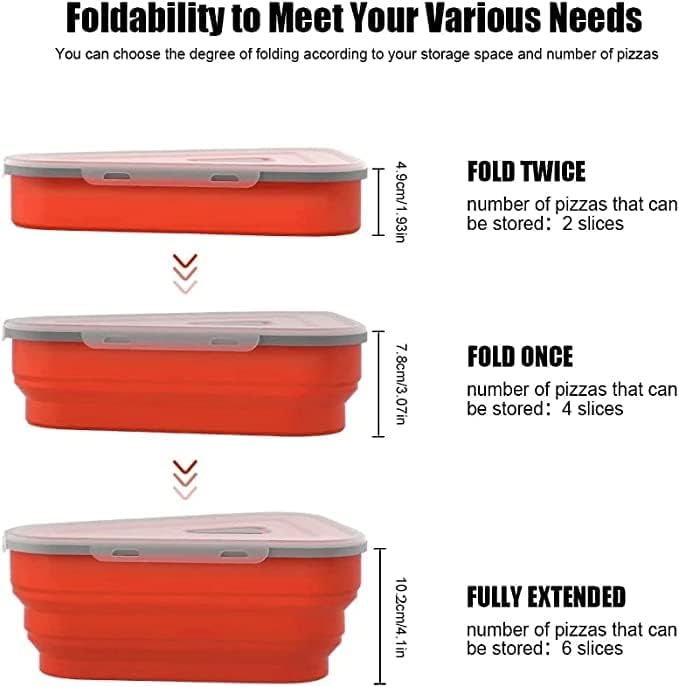 Pizza Container, Pizza Storage Container with 5 Microwavable Serving Trays, Pizza Storage of Adjustable Silicone Pizza Box for Microwave and Dishwasher Safe to Organize and Save Space, Reusable (orange) Pizza Container, Pizza Storage Container with 5 Microwavable Serving Trays, Pizza Storage of Adjustable Silicone Pizza Box for Microwave and Dishwasher Safe to Organize and Save Space, Reusable (orange)
