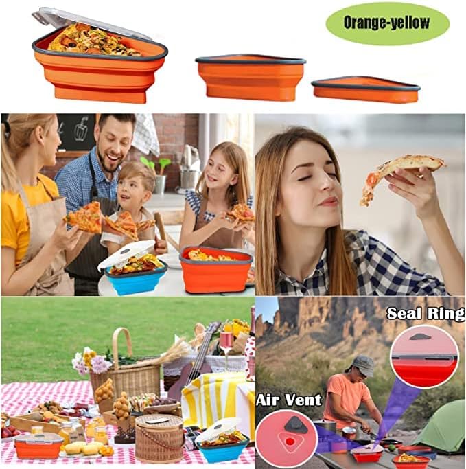 Pizza Container, Pizza Storage Container with 5 Microwavable Serving Trays, Pizza Storage of Adjustable Silicone Pizza Box for Microwave and Dishwasher Safe to Organize and Save Space, Reusable (orange) Pizza Container, Pizza Storage Container with 5 Microwavable Serving Trays, Pizza Storage of Adjustable Silicone Pizza Box for Microwave and Dishwasher Safe to Organize and Save Space, Reusable (orange)