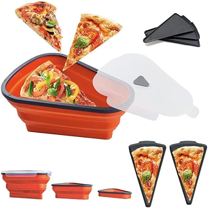 Pizza Container, Pizza Storage Container with 5 Microwavable Serving Trays, Pizza Storage of Adjustable Silicone Pizza Box for Microwave and Dishwasher Safe to Organize and Save Space, Reusable (orange) Pizza Container, Pizza Storage Container with 5 Microwavable Serving Trays, Pizza Storage of Adjustable Silicone Pizza Box for Microwave and Dishwasher Safe to Organize and Save Space, Reusable (orange)