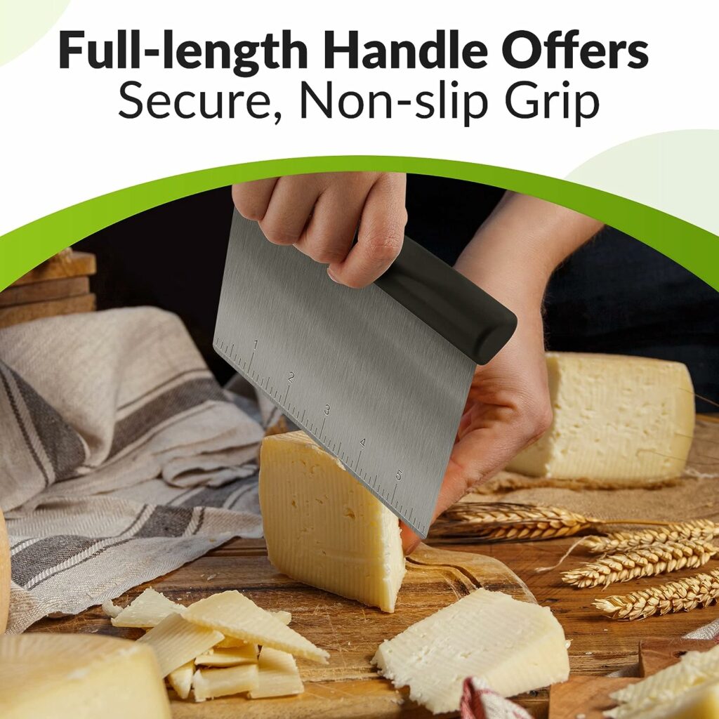 Rainspire Bench Scraper, Stainless Steel Dough Scraper, Pastry Scraper, Pizza and Dough Cutter Multi-Purpose Scraper/Chopper, Pizza Cutter Food Chopper Baking Supplies Kitchen Gadgets, Black Rainspire Bench Scraper, Stainless Steel Dough Scraper, Pastry Scraper, Pizza and Dough Cutter Multi-Purpose Scraper/Chopper, Pizza Cutter Food Chopper Baking Supplies Kitchen Gadgets, Black