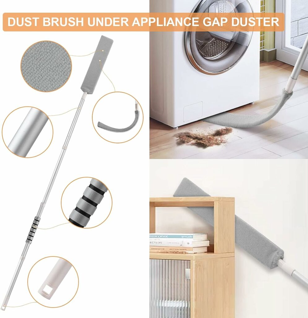 Retractable Gap Dust Cleaner Brush with Extension Pole (29 to 65 inches), Flexible Gap Microfiber Duster Bendable Extendable Washable, Under Appliance Dusters for Cleaning Bed Sofa Furniture Retractable Gap Dust Cleaner Brush with Extension Pole (29 to 65 inches), Flexible Gap Microfiber Duster Bendable Extendable Washable, Under Appliance Dusters for Cleaning Bed Sofa Furniture