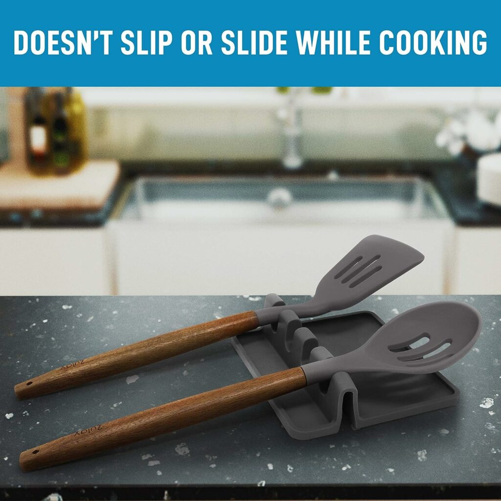 Silicone Utensil Rest with Drip Pad for Multiple Utensils, Heat-Resistant, Spoon Rest  Spoon Holder for Stove Top, Kitchen Utensil Holder for Spoons, Ladles, Tongs  More - by Zulay Silicone Utensil Rest with Drip Pad for Multiple Utensils, Heat-Resistant, Spoon Rest  Spoon Holder for Stove Top, Kitchen Utensil Holder for Spoons, Ladles, Tongs  More - by Zulay