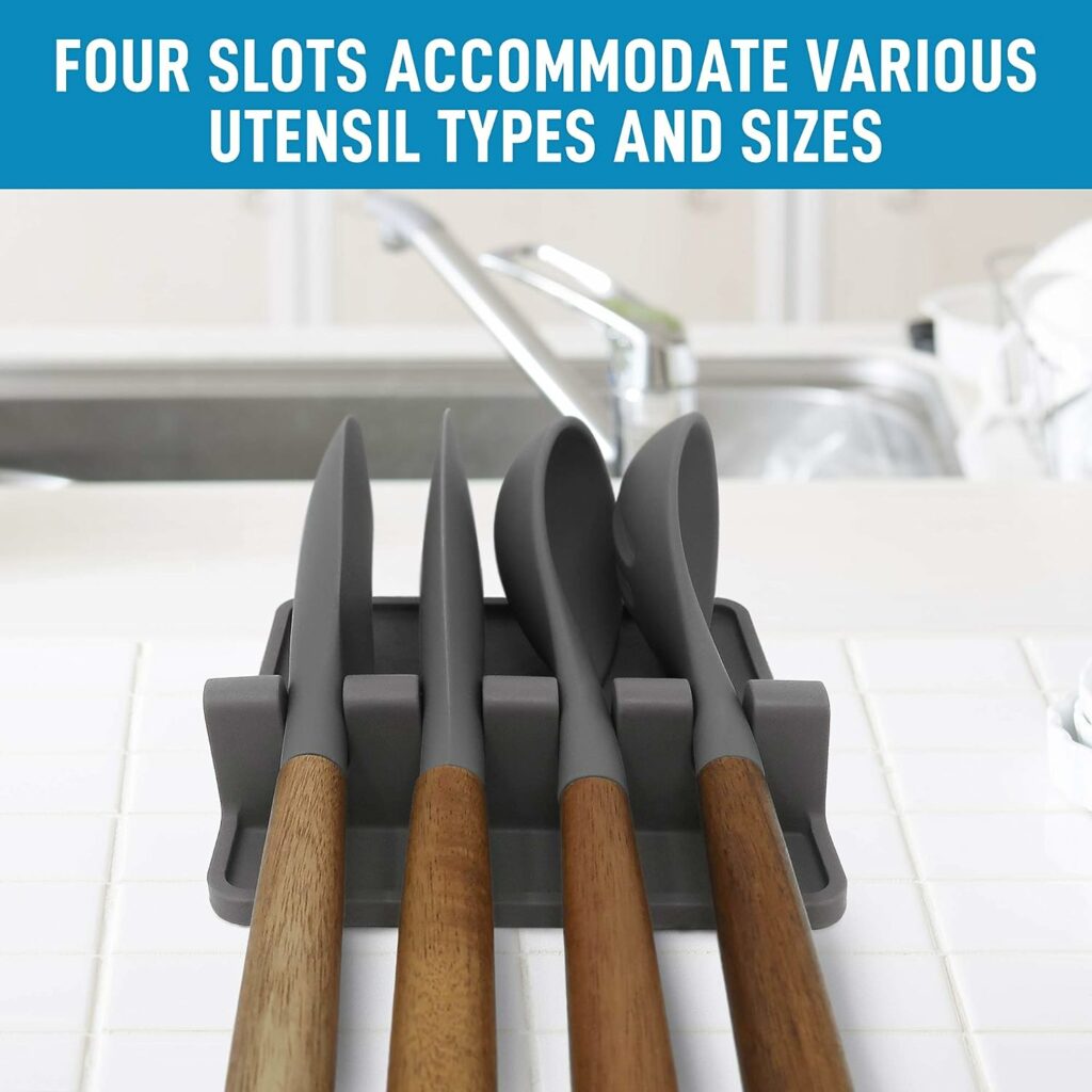 Silicone Utensil Rest with Drip Pad for Multiple Utensils, Heat-Resistant, Spoon Rest  Spoon Holder for Stove Top, Kitchen Utensil Holder for Spoons, Ladles, Tongs  More - by Zulay Silicone Utensil Rest with Drip Pad for Multiple Utensils, Heat-Resistant, Spoon Rest  Spoon Holder for Stove Top, Kitchen Utensil Holder for Spoons, Ladles, Tongs  More - by Zulay