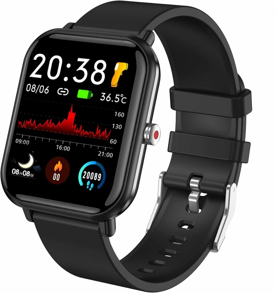 Smart Watch, 44mm Fitness Tracker Watch with 24 Sports Modes, 5ATM Swimming Waterproof, Sleep Monitor Step Calorie Counter, 1.7 HD Touchscreen Smartwatch for Men Women iPhone iOS Android Compatiable