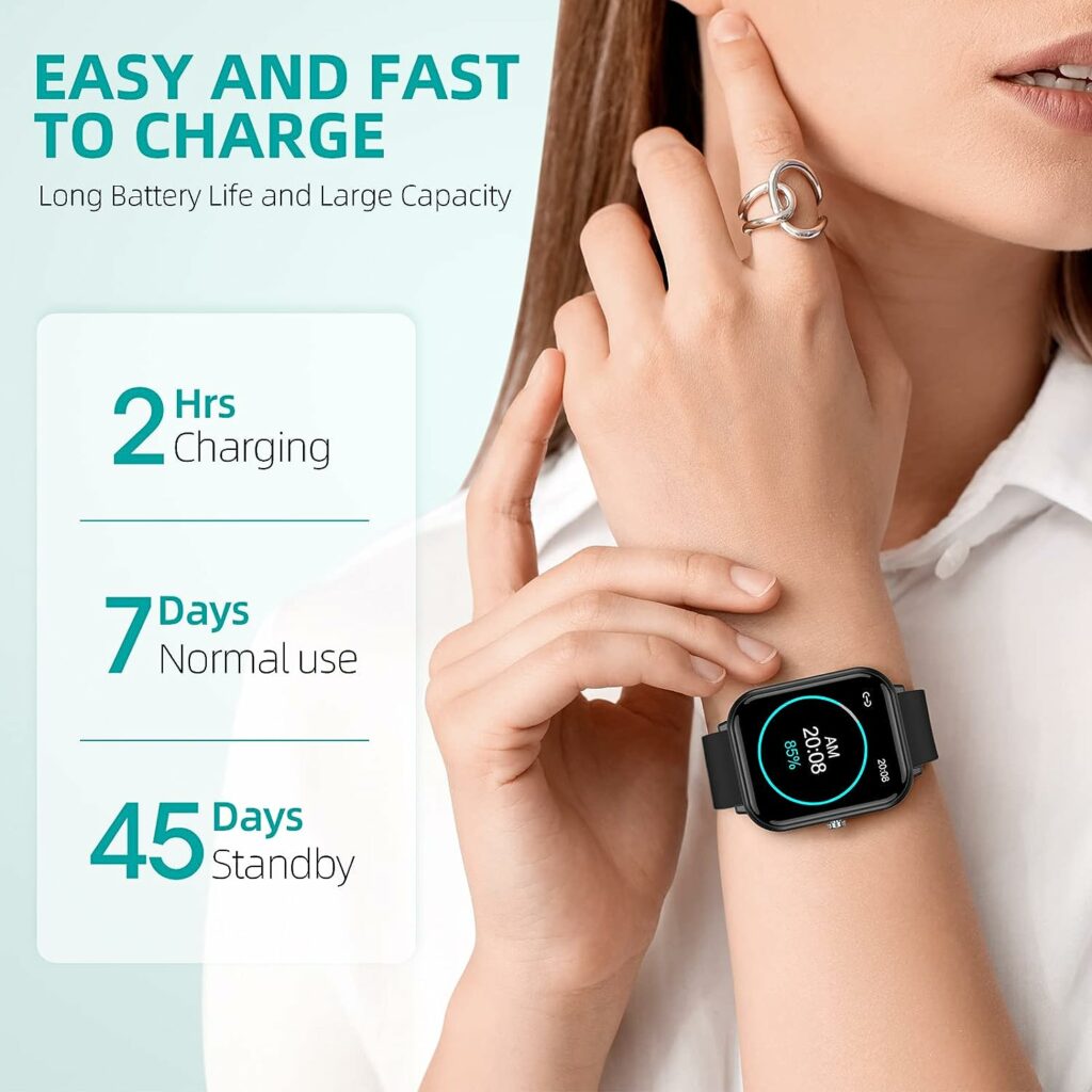 Smart Watch, 44mm Fitness Tracker Watch with 24 Sports Modes, 5ATM Swimming Waterproof, Sleep Monitor Step Calorie Counter, 1.7 HD Touchscreen Smartwatch for Men Women iPhone iOS Android Compatiable