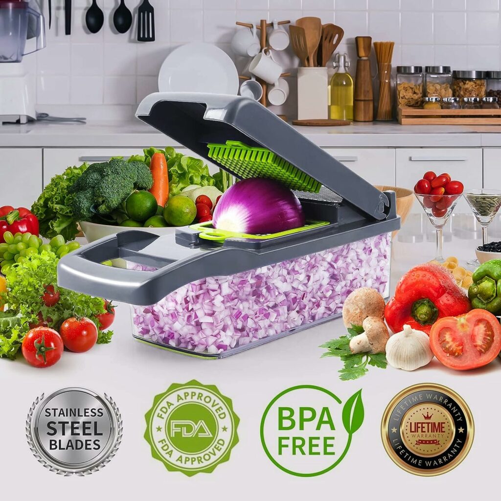 Vegetable Chopper, Pro Onion Chopper, Multifunctional 13 in 1 Food Chopper, Kitchen Vegetable Slicer Dicer Cutter,Veggie Chopper With 8 Blades,Carrot and Garlic Chopper With Container Vegetable Chopper, Pro Onion Chopper, Multifunctional 13 in 1 Food Chopper, Kitchen Vegetable Slicer Dicer Cutter,Veggie Chopper With 8 Blades,Carrot and Garlic Chopper With Container