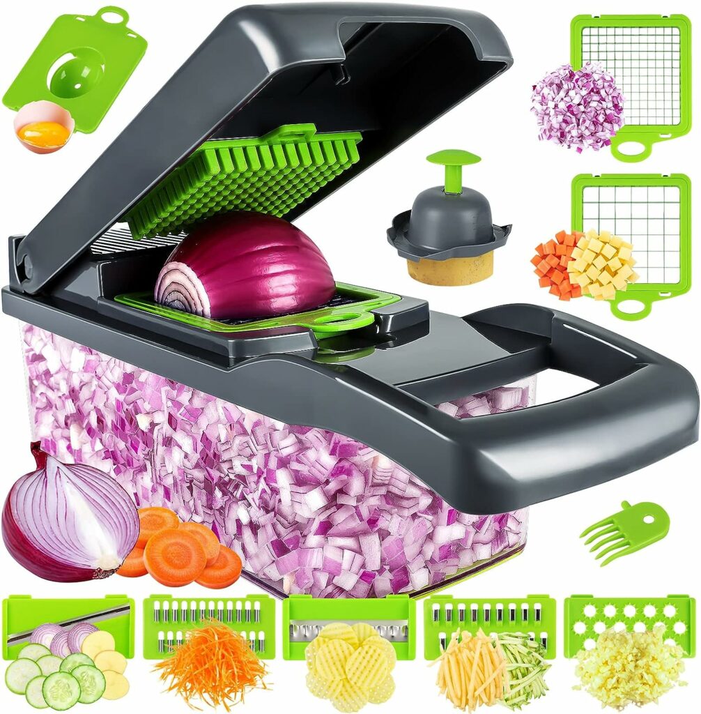 Vegetable Chopper, Pro Onion Chopper, Multifunctional 13 in 1 Food Chopper, Kitchen Vegetable Slicer Dicer Cutter,Veggie Chopper With 8 Blades,Carrot and Garlic Chopper With Container Vegetable Chopper, Pro Onion Chopper, Multifunctional 13 in 1 Food Chopper, Kitchen Vegetable Slicer Dicer Cutter,Veggie Chopper With 8 Blades,Carrot and Garlic Chopper With Container