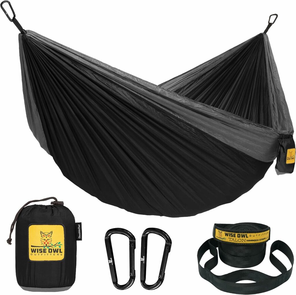 Wise Owl Outfitters Camping Hammock - Portable Hammock Single or Double Hammock Camping Accessories for Outdoor, Indoor w/Tree Straps Wise Owl Outfitters Camping Hammock - Portable Hammock Single or Double Hammock Camping Accessories for Outdoor, Indoor w/Tree Straps