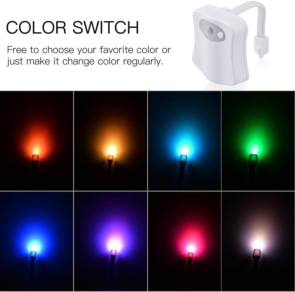 ZEZHOU Original Toilet Night Light 2 Pack, Motion Sensor Activated LED Lamp, Fun 8 Colors Changing Bathroom Nightlight Add on Toilet Bowl Seat, Perfect Decorating Gadget for Dad Adults Kids Toddler - Amazon.com ZEZHOU Original Toilet Night Light 2 Pack, Motion Sensor Activated LED Lamp, Fun 8 Colors Changing Bathroom Nightlight Add on Toilet Bowl Seat, Perfect Decorating Gadget for Dad Adults Kids Toddler - Amazon.com
