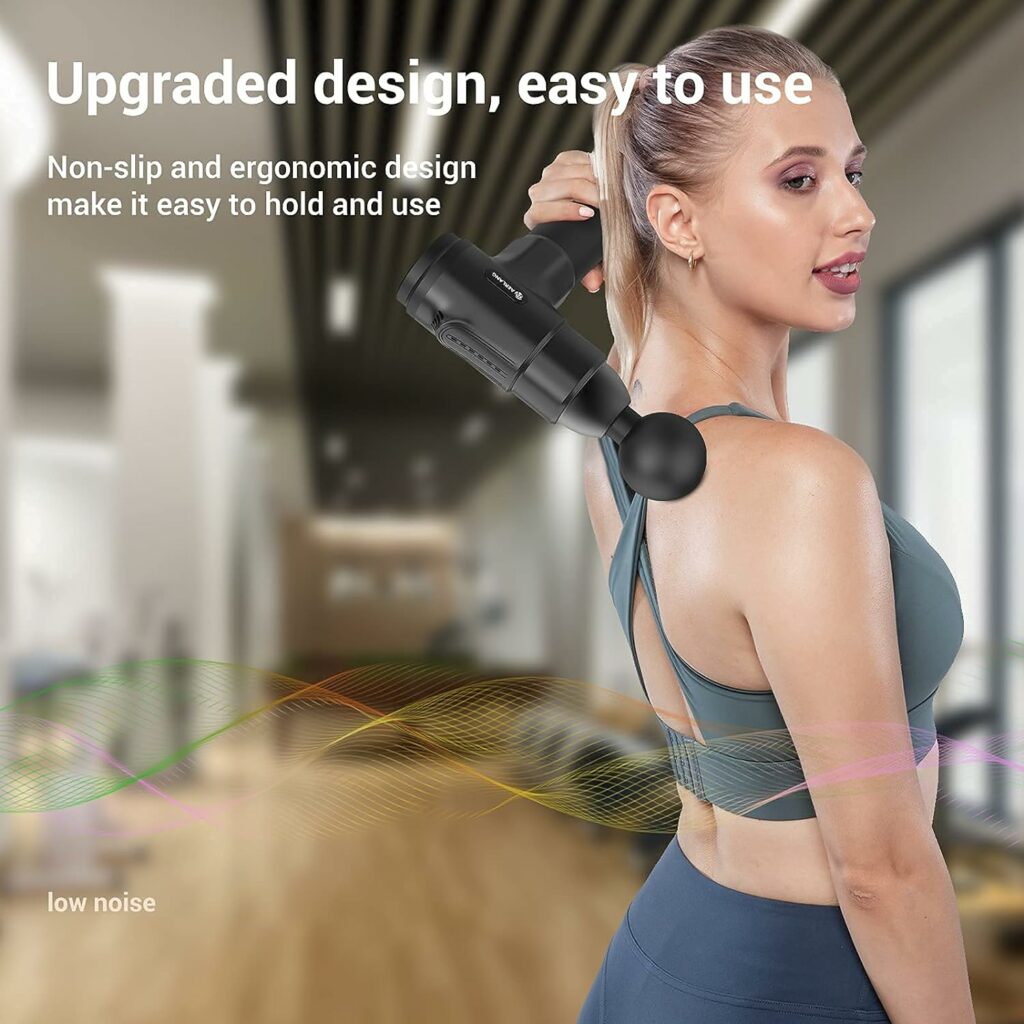 AERLANG Deep Tissue Massager, Portable Massage Gun for Back Neck Muscle Relieve, Quiet Brushless Motor 20 Variable Speeds Digital Display 6 Massage Heads and Carrying Case AERLANG Deep Tissue Massager, Portable Massage Gun for Back Neck Muscle Relieve, Quiet Brushless Motor 20 Variable Speeds Digital Display 6 Massage Heads and Carrying Case