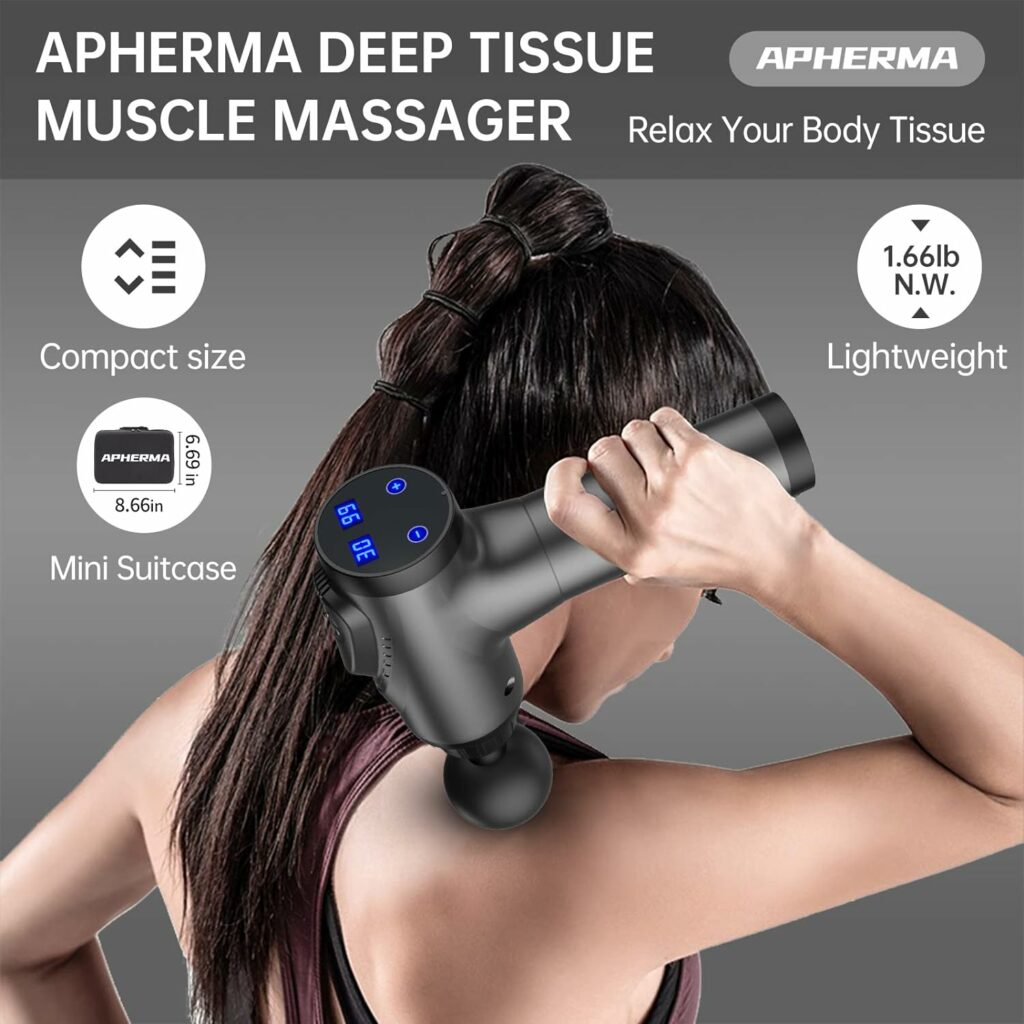 APHERMA Massage Gun, Muscle Massage Gun for Athletes Handheld Deep Tissue Massager Tool 30 Speed Levels 9 Heads, Mothers Day Gifts from Daughter/Son APHERMA Massage Gun, Muscle Massage Gun for Athletes Handheld Deep Tissue Massager Tool 30 Speed Levels 9 Heads, Mothers Day Gifts from Daughter/Son