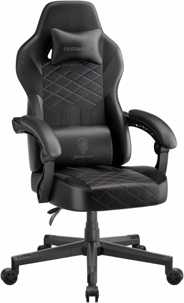 Dowinx Gaming Chair with Pocket Spring Cushion, Ergonomic Computer Chair High Back, Reclining Massage Game Chair Pu Leather 350LBS, Black Dowinx Gaming Chair with Pocket Spring Cushion, Ergonomic Computer Chair High Back, Reclining Massage Game Chair Pu Leather 350LBS, Black