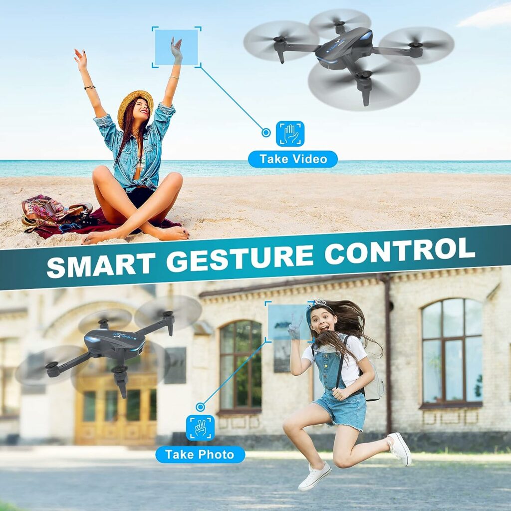 Drone with 1080P Camera for Adults and Kids, Foldable FPV Remote Control Quadcopter with Voice Control, Gestures Selfie, Altitude Hold, One Key Start, 3D Flips, 2 Batteries, Toys Gifts for Boys Girls Drone with 1080P Camera for Adults and Kids, Foldable FPV Remote Control Quadcopter with Voice Control, Gestures Selfie, Altitude Hold, One Key Start, 3D Flips, 2 Batteries, Toys Gifts for Boys Girls