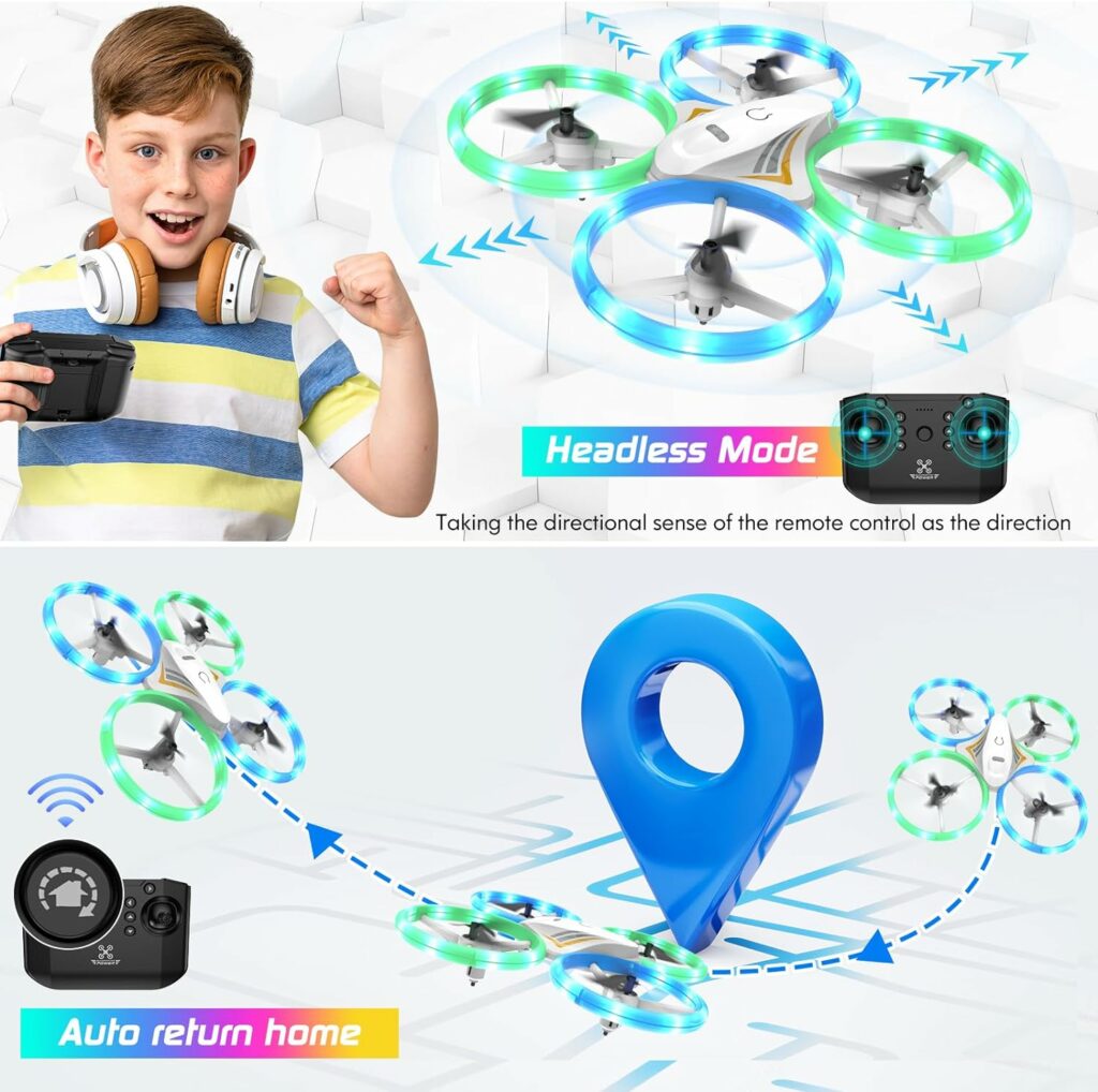 DyineeFy Mini Drone for Kids, Small Colorful Led Quadcopter with Altitude Hold, Headless Mode, 360° flip, and Auto Return Home, RC Drone Easy for Beginner Flying, Kids Gift Toy for Boys and Girls DyineeFy Mini Drone for Kids, Small Colorful Led Quadcopter with Altitude Hold, Headless Mode, 360° flip, and Auto Return Home, RC Drone Easy for Beginner Flying, Kids Gift Toy for Boys and Girls