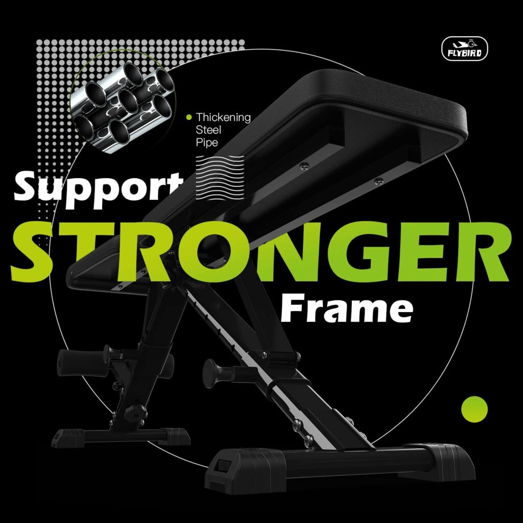 FLYBIRD Weight Bench, Adjustable Strength Training Bench for Full Body Workout with Fast Folding-New Version FLYBIRD Weight Bench, Adjustable Strength Training Bench for Full Body Workout with Fast Folding-New Version