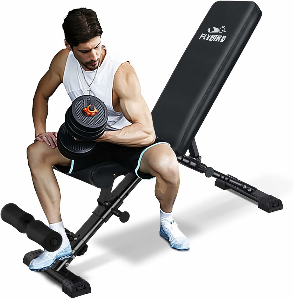 FLYBIRD Weight Bench, Adjustable Strength Training Bench for Full Body Workout with Fast Folding-New Version FLYBIRD Weight Bench, Adjustable Strength Training Bench for Full Body Workout with Fast Folding-New Version