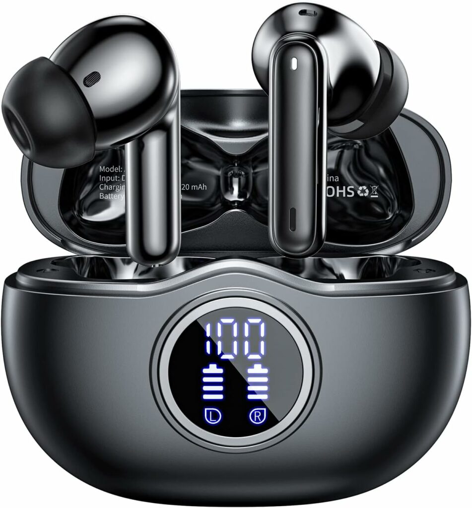 HKERR Wireless Earbuds, 50Hrs Playtime Bluetooth Earbuds Built in Noise Cancellation Mic with Charging Case, Bluetooth Headphones with Stereo Sound, IPX7 Waterproof Ear Buds for iPhone and Android HKERR Wireless Earbuds, 50Hrs Playtime Bluetooth Earbuds Built in Noise Cancellation Mic with Charging Case, Bluetooth Headphones with Stereo Sound, IPX7 Waterproof Ear Buds for iPhone and Android